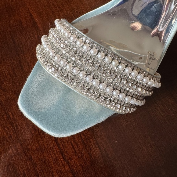 Badgley Mischka Blue Jeweled Heels - Picture 3 of 4